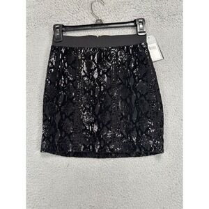 Guess Sequins Skirt Womens Small Black Snake Print Ladies NEW